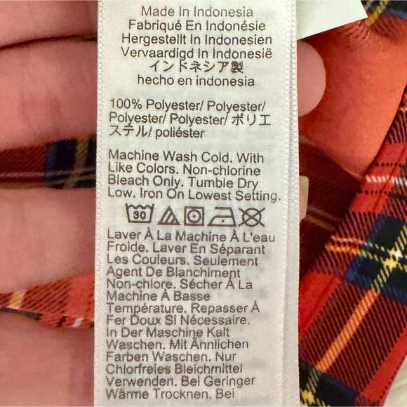 JCrew Tartan Sleeveless Blouse VNeck Holiday Christmas Red Black Plaid XLarge - Picture 7 of 8